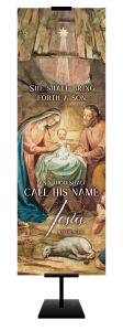 Christmas - Old Master - Nativity - She shall bring forth a son - Matthew 1:21 - Banner