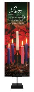 Advent - Love - Candle - Herein is Love...- 1 John 4:10 (KJV) - Banner