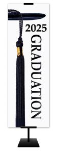 Graduation - 2025 Graduation - Black Banner - 2' x 6' - Fabric