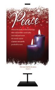 Advent - Peace - 2 Candles - I heard the bells - This man shall be the peace - Micah 5:5 - Banner