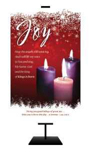 Advent - Joy - 3 Candles - King of Kings is born - I bring you good tidings - Luke 2:10-11 - Banner
