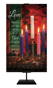 Advent - Love - Candle - Herein is Love...- 1 John 4:10 (KJV) - Banner