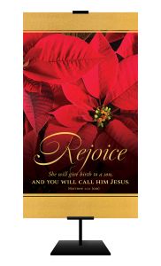 Christmas - Rejoice - Matthew 1:21 (CEB) - Banner - 3' x 5' Fabric