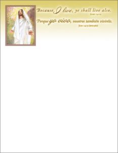 Easter - Because I Live - Bilingual Letterhead