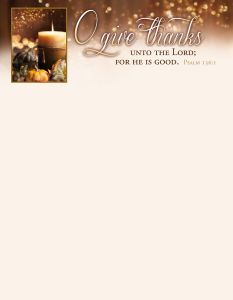 Thanksgiving - O Give Thanks, Psalms 136:1 (KJV) - Pkg 100 - Letterhead  