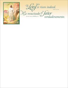Easter - The Lord Is Risen Indeed, Luke 24:34 (KJV) - Pkg 100 - Bilingual Letterhead