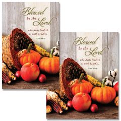 Thanksgiving - Cornucopia - Blessed be the Lord - Psalm 68:19 - Pkg 100 - Bulletin - Multiple Sizes