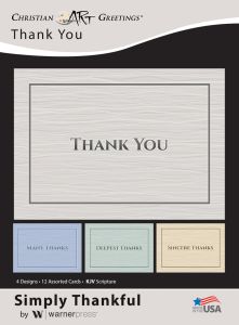 Thank You Notes - Simply Thankful, (KJV) - Box of 12 - Assorted Boxed Greeting Cards
