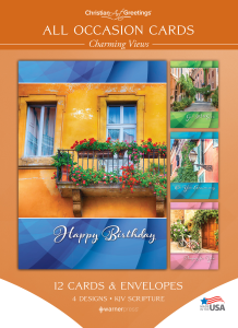 All Occasion Cards – Charming Views – 12 Cards with KJV Scripture – Assorted Greeting Cards