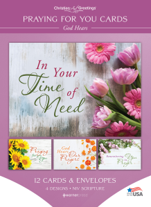 Praying for You Cards – God Hears – 12 Cards with NIV Scripture – Assorted Greeting Cards