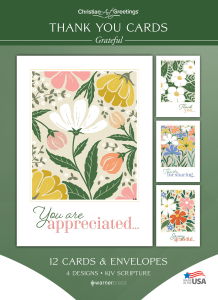 Thank You Cards – Grateful – 12 Cards with KJV Scripture – Assorted Greeting Cards
