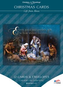 Christmas Cards – Gift from Above – 12 Cards with NIV Scripture – Solid Pack Boxed Greeting Cards