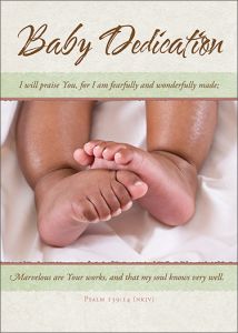 Baby Dedication Certificate with baby feet, 5x7 folded
