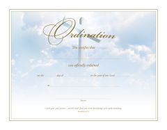 Ordination Certificate - Premium, Gold Foil Embossed
