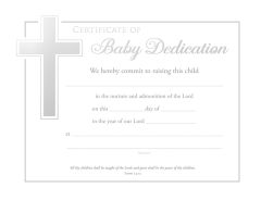 Baby Dedication Certificate - Premium Stock, Silver Foil Embossed