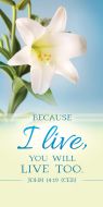Easter – Because I Live, John 14:19 (CEB) – Pkg 100 – Offering Envelopes